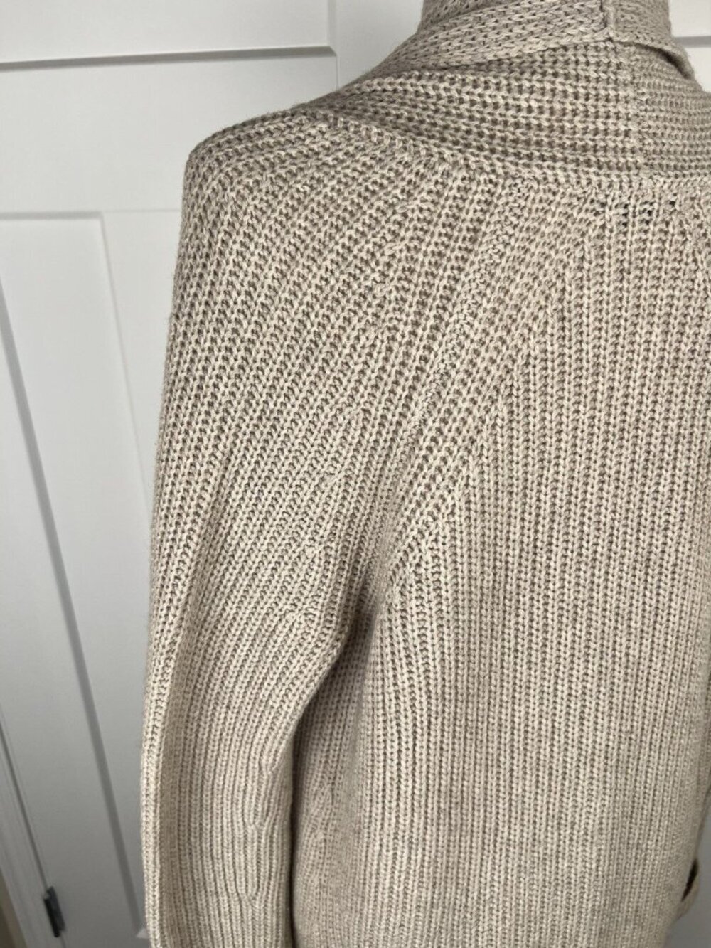 Vince Light Beige Open-Front Ribbed Cardigan - Picture 8 of 12